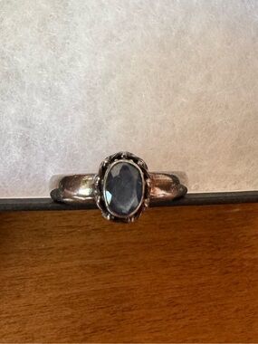 Village Silversmith | Sterling Silver Oval Sapphire Ring | Size 7